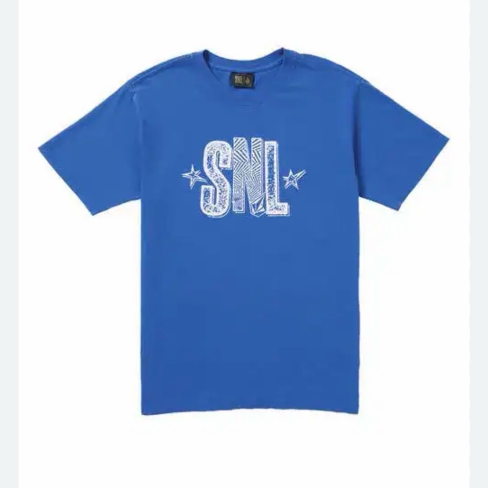 Volcom NWT X SNL Punker Crewneck Blue Cotton Jersey T-Shirt in Blue.  Size Med